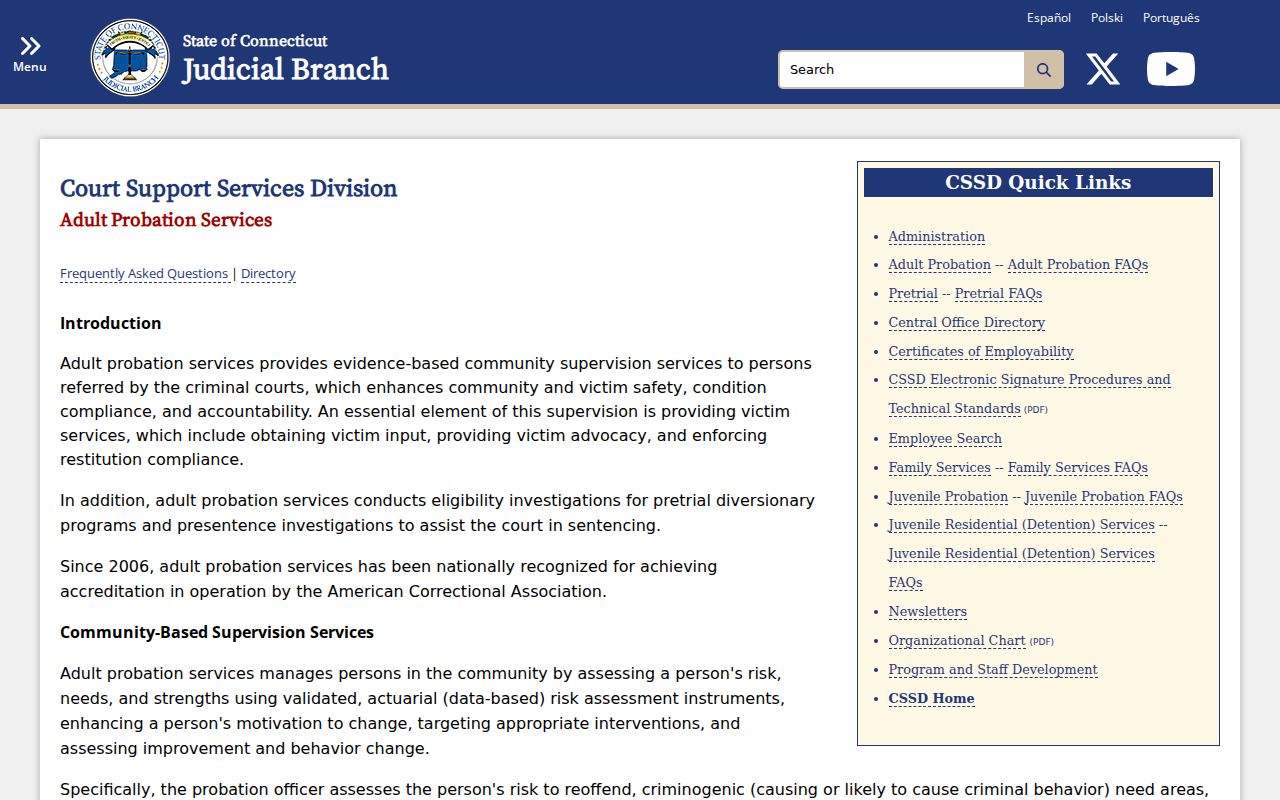 New Haven County criminal records adult probation information
