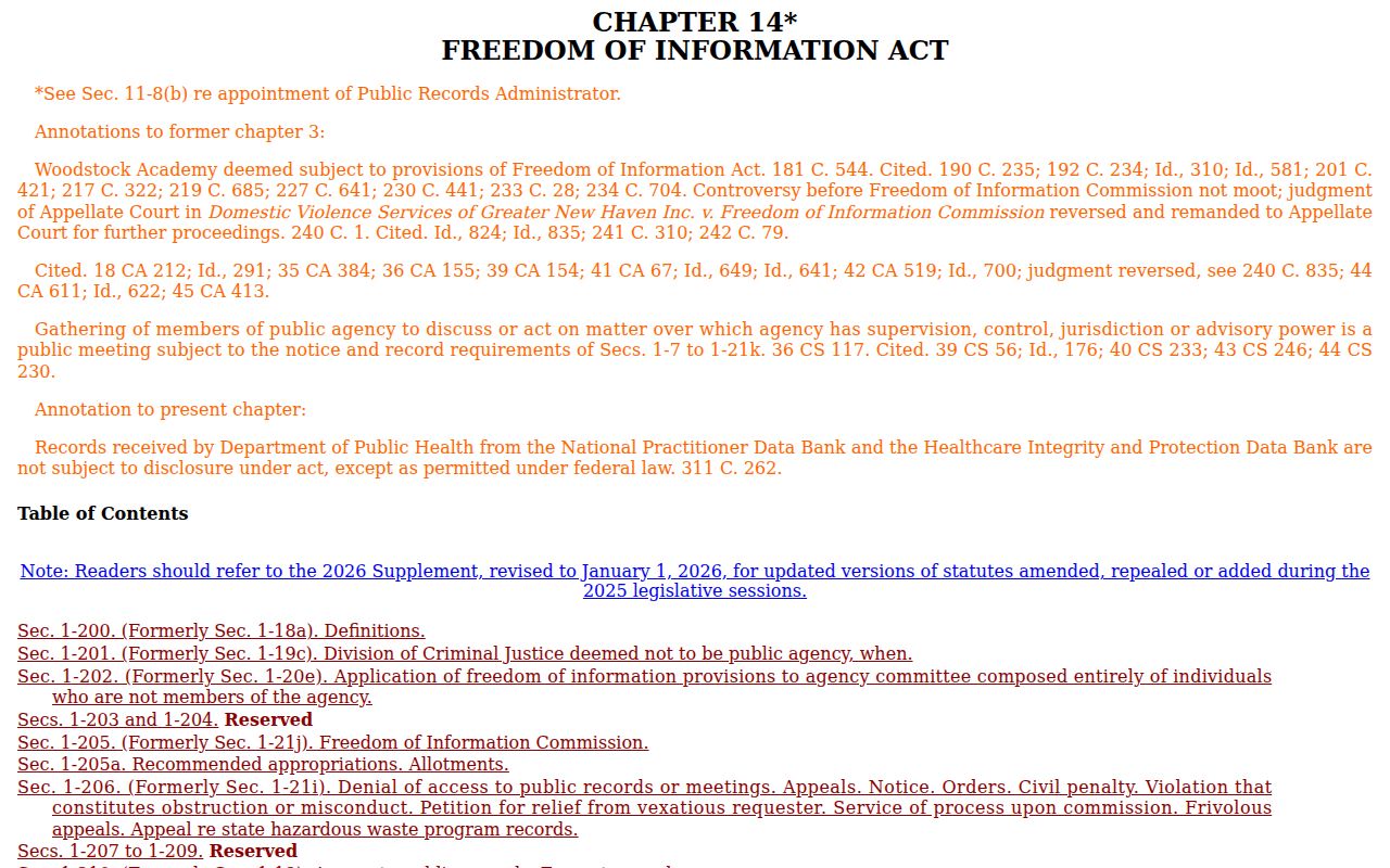 Meriden criminal records Connecticut public records law