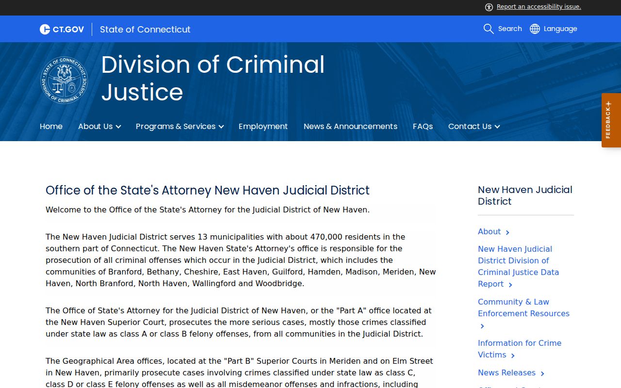 New Haven criminal records State's Attorney office