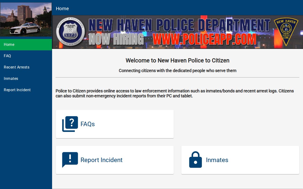 New Haven criminal records Police-to-Citizen portal